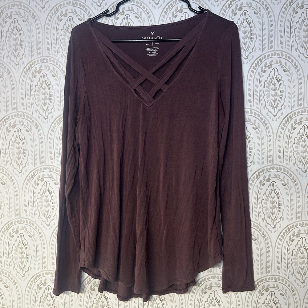 American Eagle Shirt Womens Size M‎ Long Sleeve Soft & Sexy Purple